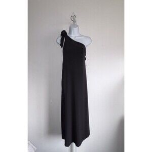 Ann Taylor Black One Shoulder Tie Dress NWT Size Large Maxi Ankle Length NEW